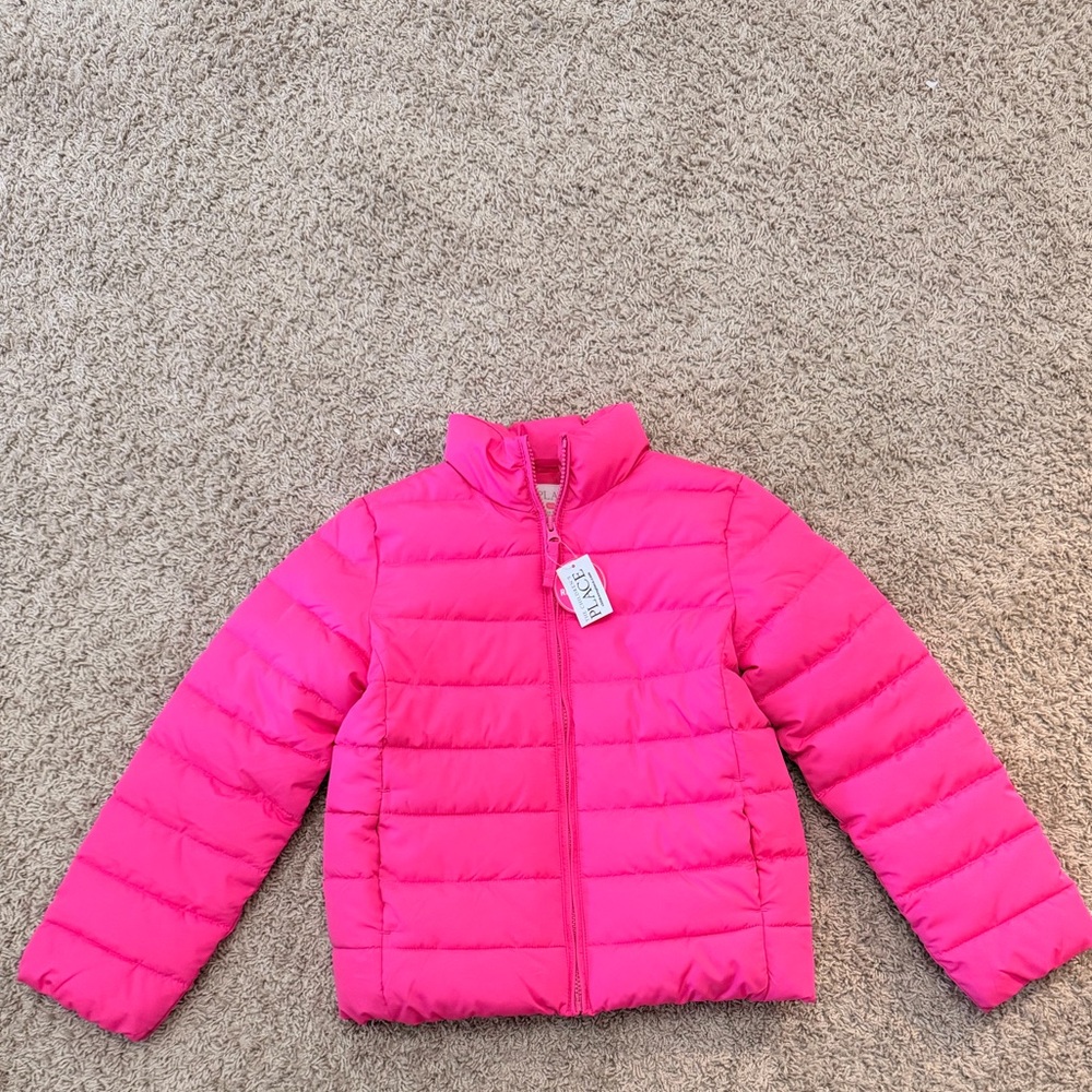 Children’s Place Bright Pink Puffer Jacket, Girls, 7/8